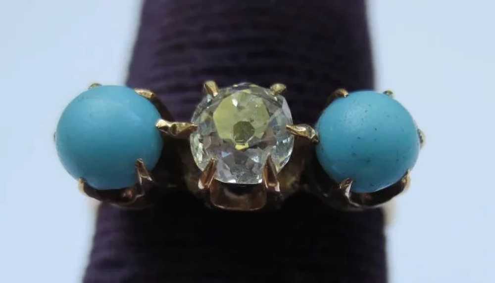 Antique Persian Turquoise & Diamond Victorian 14k… - image 3