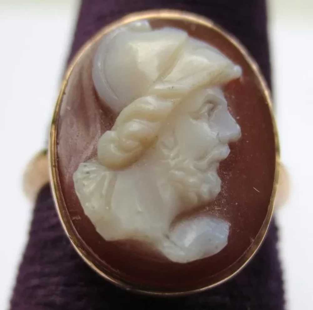 Victorian 10k Gold Hardstone Antique Cameo Ring - image 4