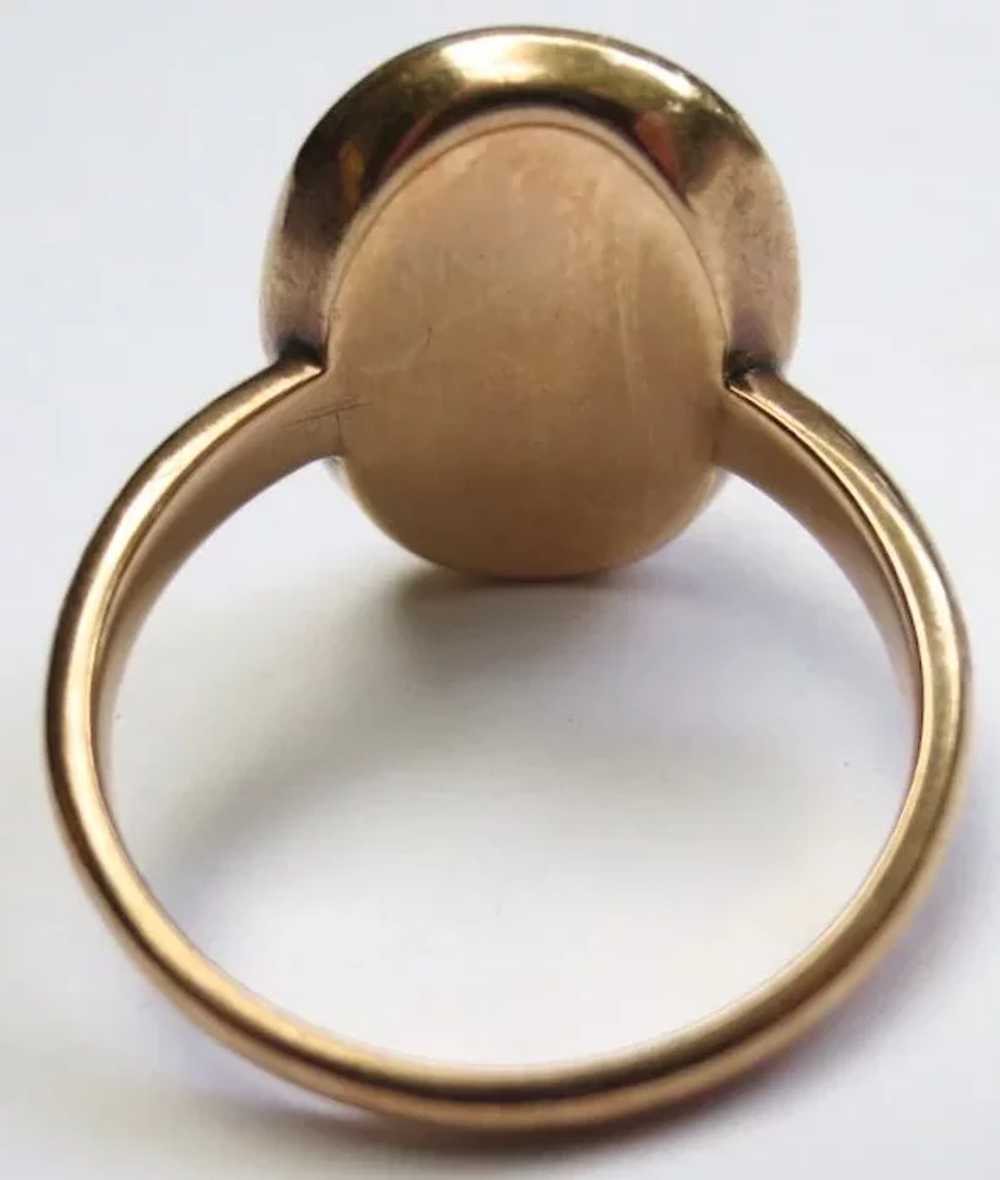 Victorian 10k Gold Hardstone Antique Cameo Ring - image 5