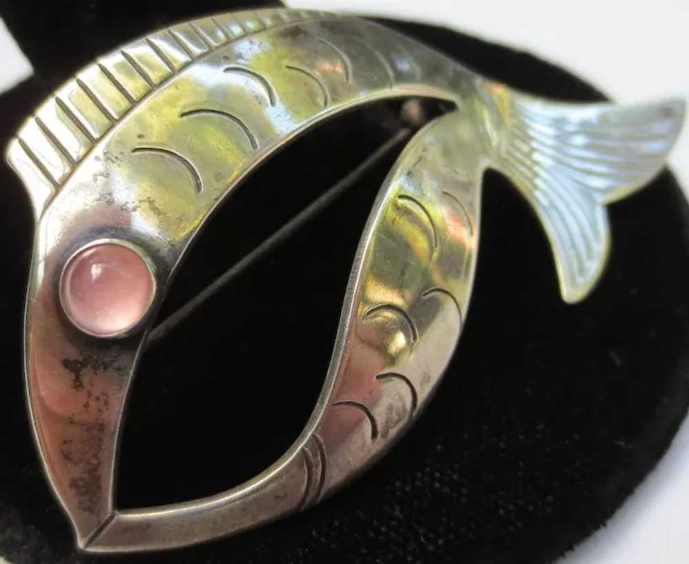 Mid-Century Denmark Nefrom Sterling Silver Fish B… - image 2