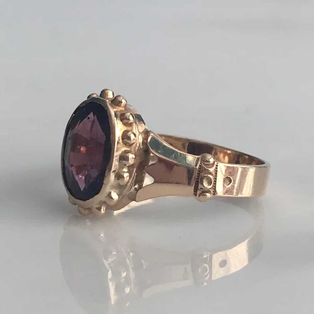 Victorian 10K Rose Gold Amethyst Ring - image 6