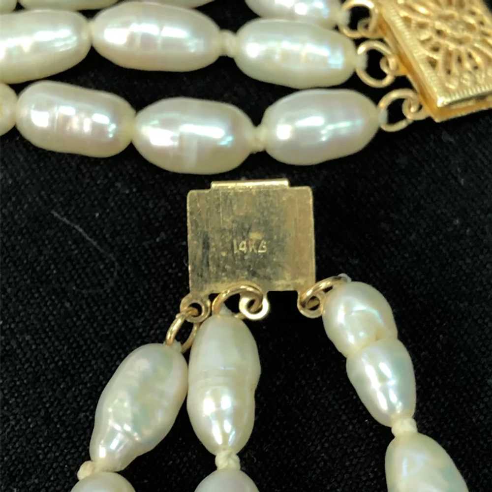 Vintage 14k Yellow Gold Cultured Rice Pearl & Bla… - image 6