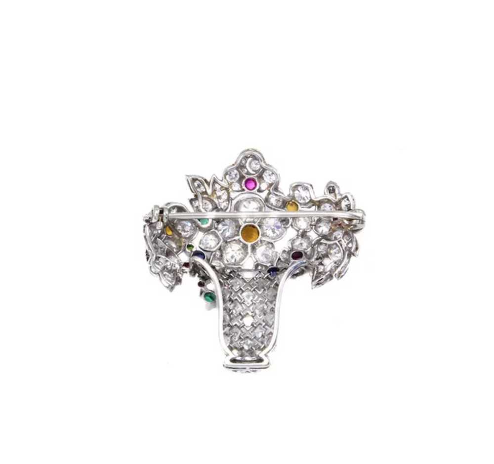 Art Deco Diamond Gem Set Platinum Jardinière Broo… - image 3