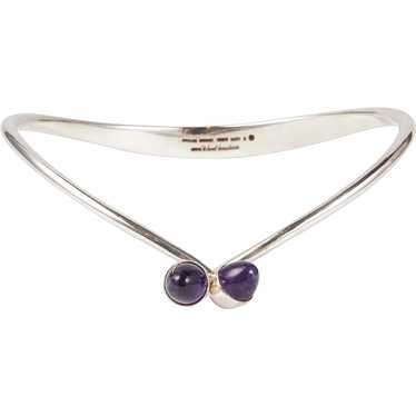 Bent Knudsen Sterling Silver Neck Ring with Ameth… - image 1