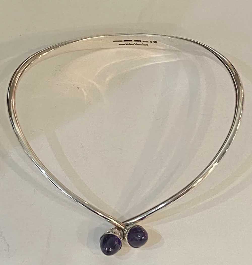Bent Knudsen Sterling Silver Neck Ring with Ameth… - image 3