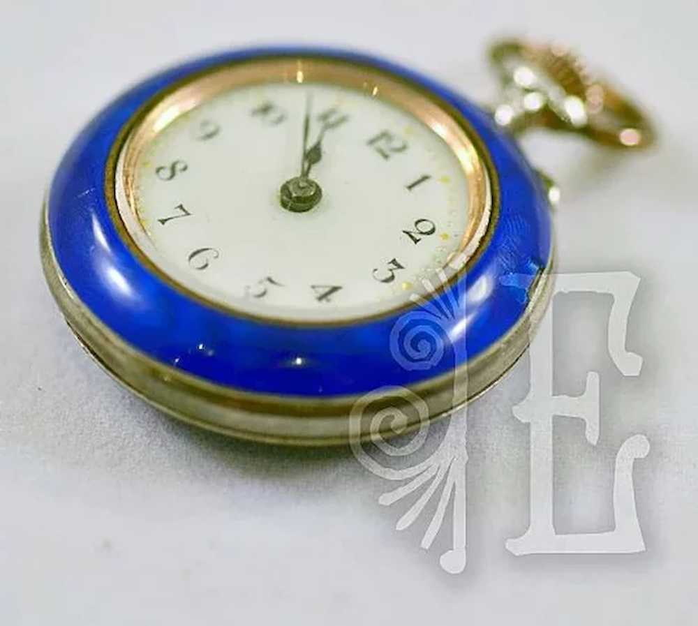 Antique Guilloche Enamel and .800 Silver and Seed… - image 4