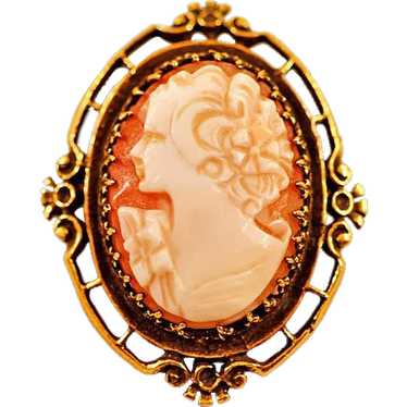 Antique 14 Karat Gold Cameo Brooch Pendant - image 1