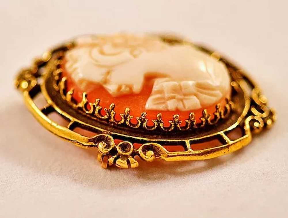 Antique 14 Karat Gold Cameo Brooch Pendant - image 3