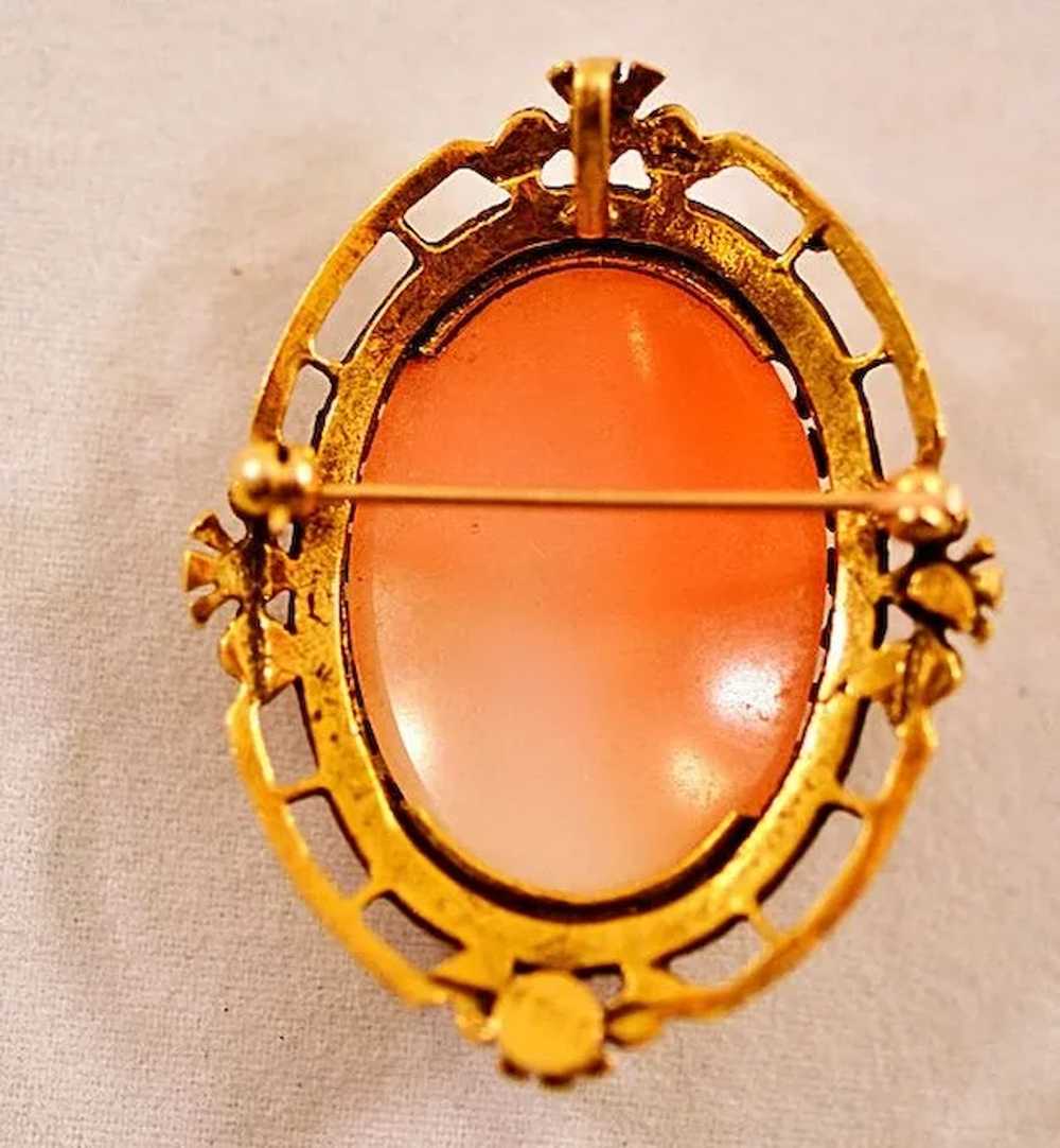 Antique 14 Karat Gold Cameo Brooch Pendant - image 5