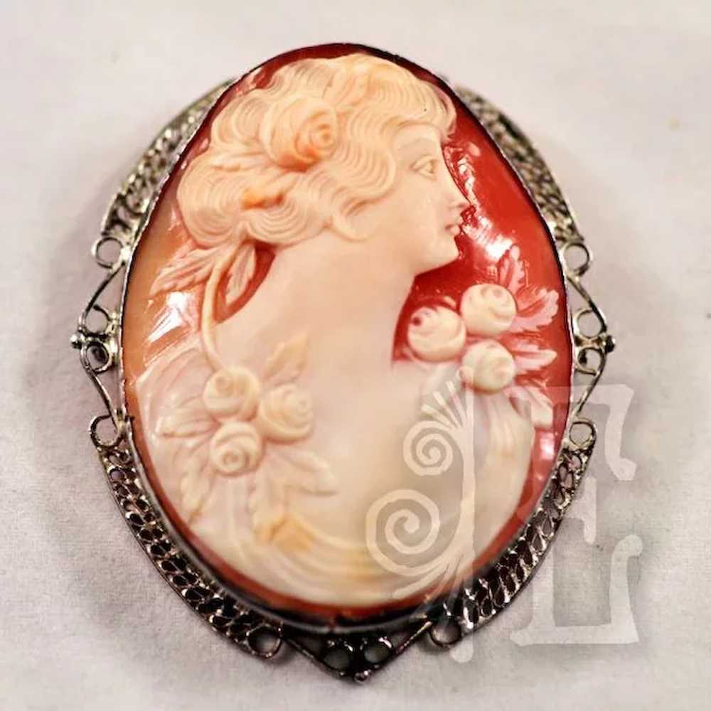 Stunning Victorian Finely Carved Cameo in Sterlin… - image 3