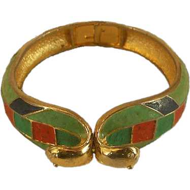 Rare Hattie Carnegie Cobra Enameled Clamper Brace… - image 1