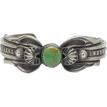 Vintage 925 silver green turquoise Native America… - image 1