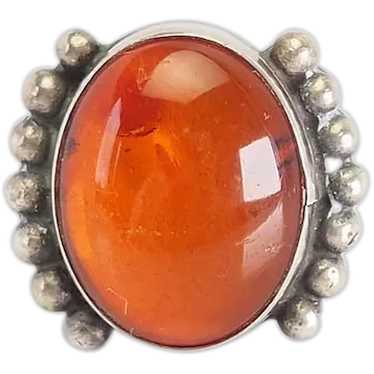 Vintage Native American sterling silver and amber… - image 1