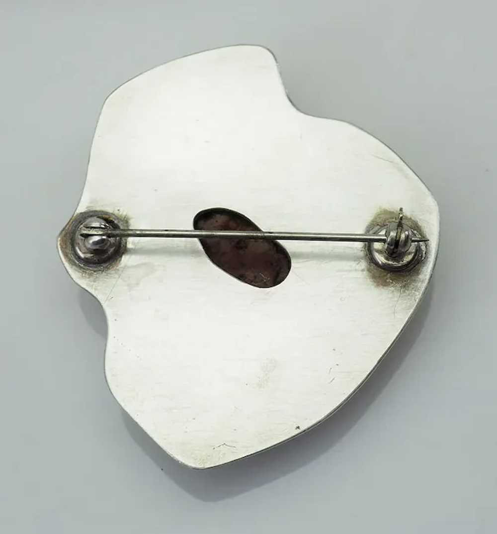 Unique silver and jasper gemstone organic shape l… - image 3