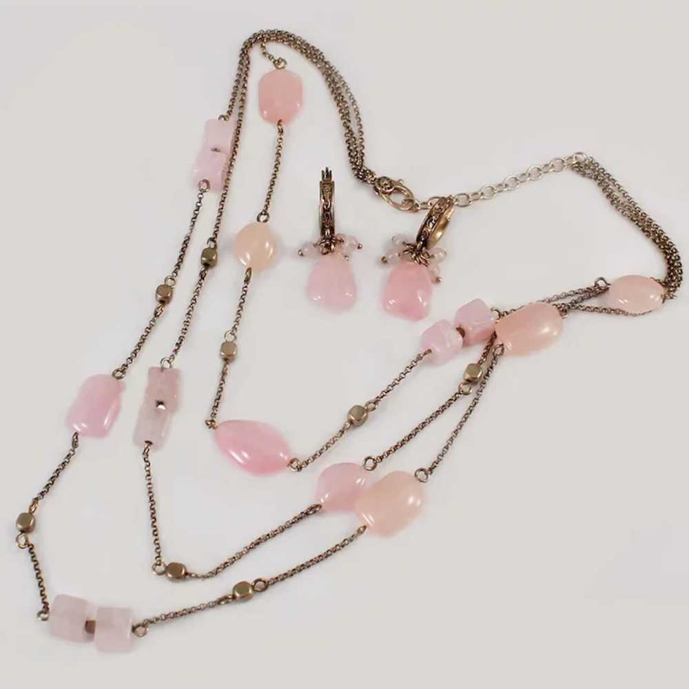 Rare 1930's  Monet Pink Jade 3 - Strand Necklace … - image 4