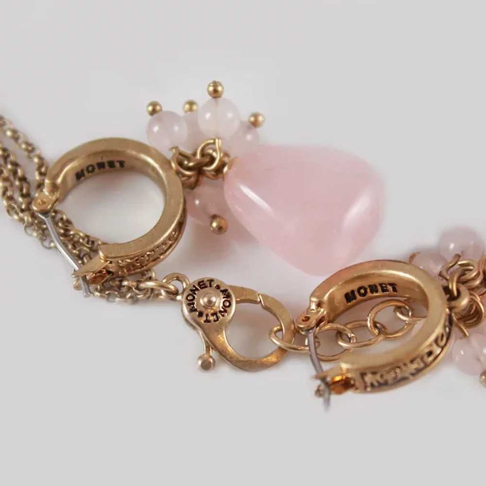 Rare 1930's  Monet Pink Jade 3 - Strand Necklace … - image 7