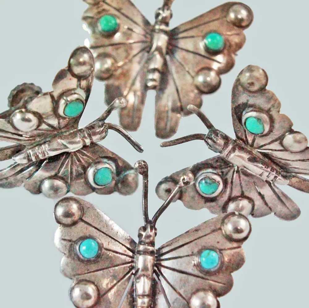 Turquoise Sterling Silver Butterfly Scatter Pins … - image 2