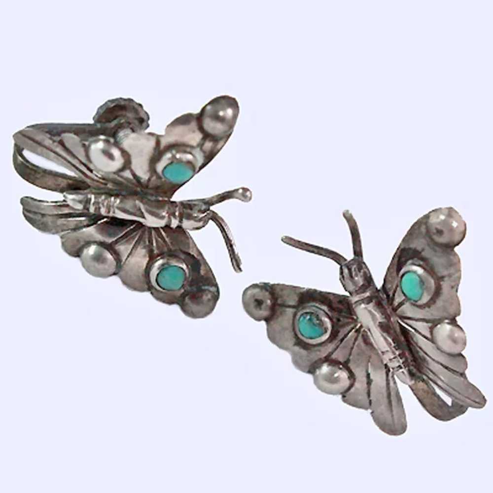 Turquoise Sterling Silver Butterfly Scatter Pins … - image 4