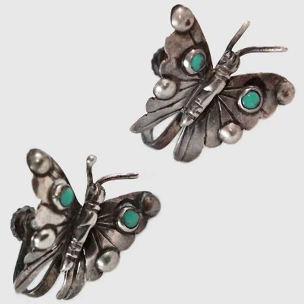 Turquoise Sterling Silver Butterfly Scatter Pins … - image 5