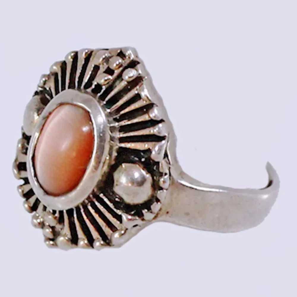 Modernist Cats Eye Sterling Silver Ring Size 7.5 … - image 4