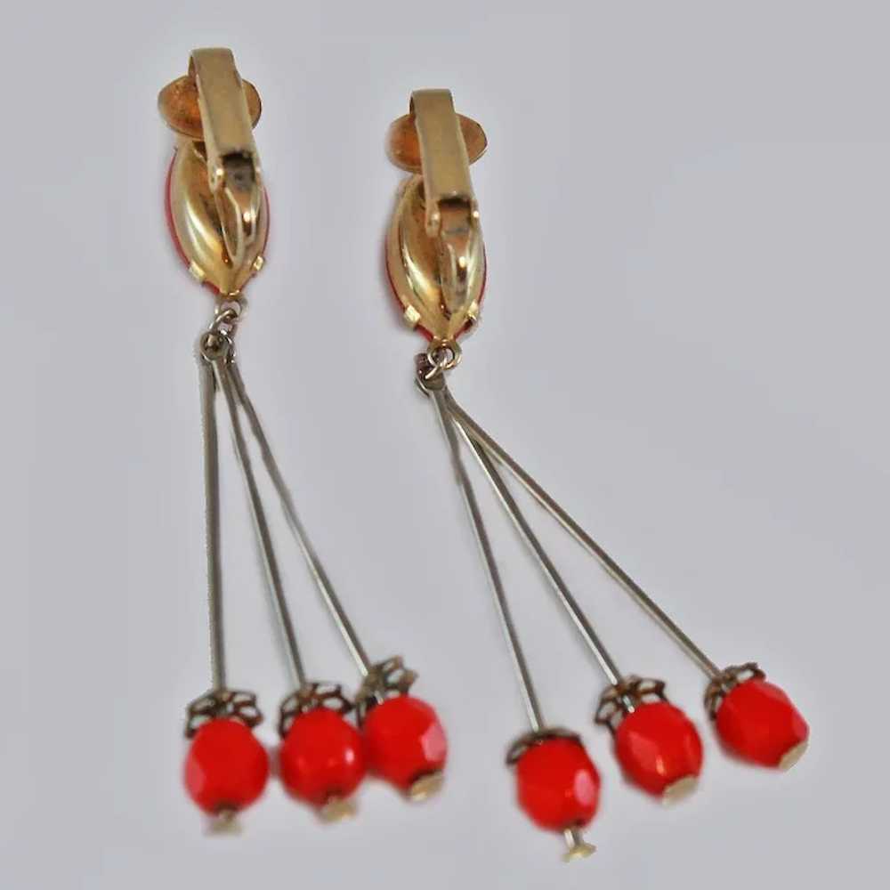 Juicy Strawberry Red Dangle Duster Clip Earrings … - image 3