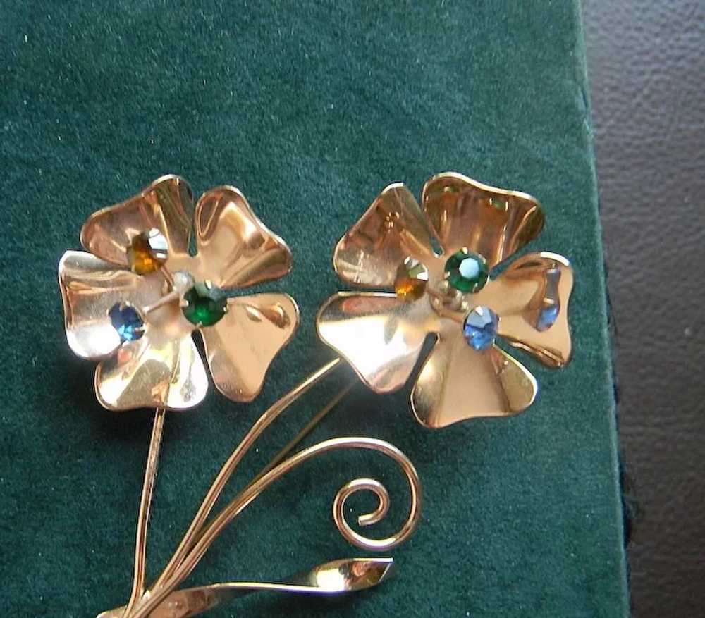 CORO- sterling flower brooch - image 3