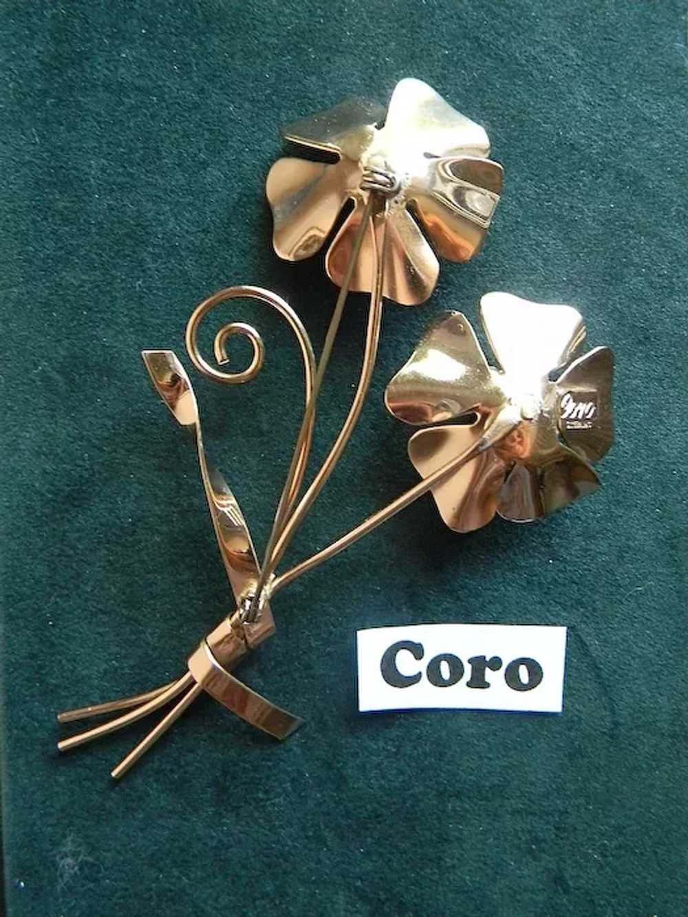 CORO- sterling flower brooch - image 5