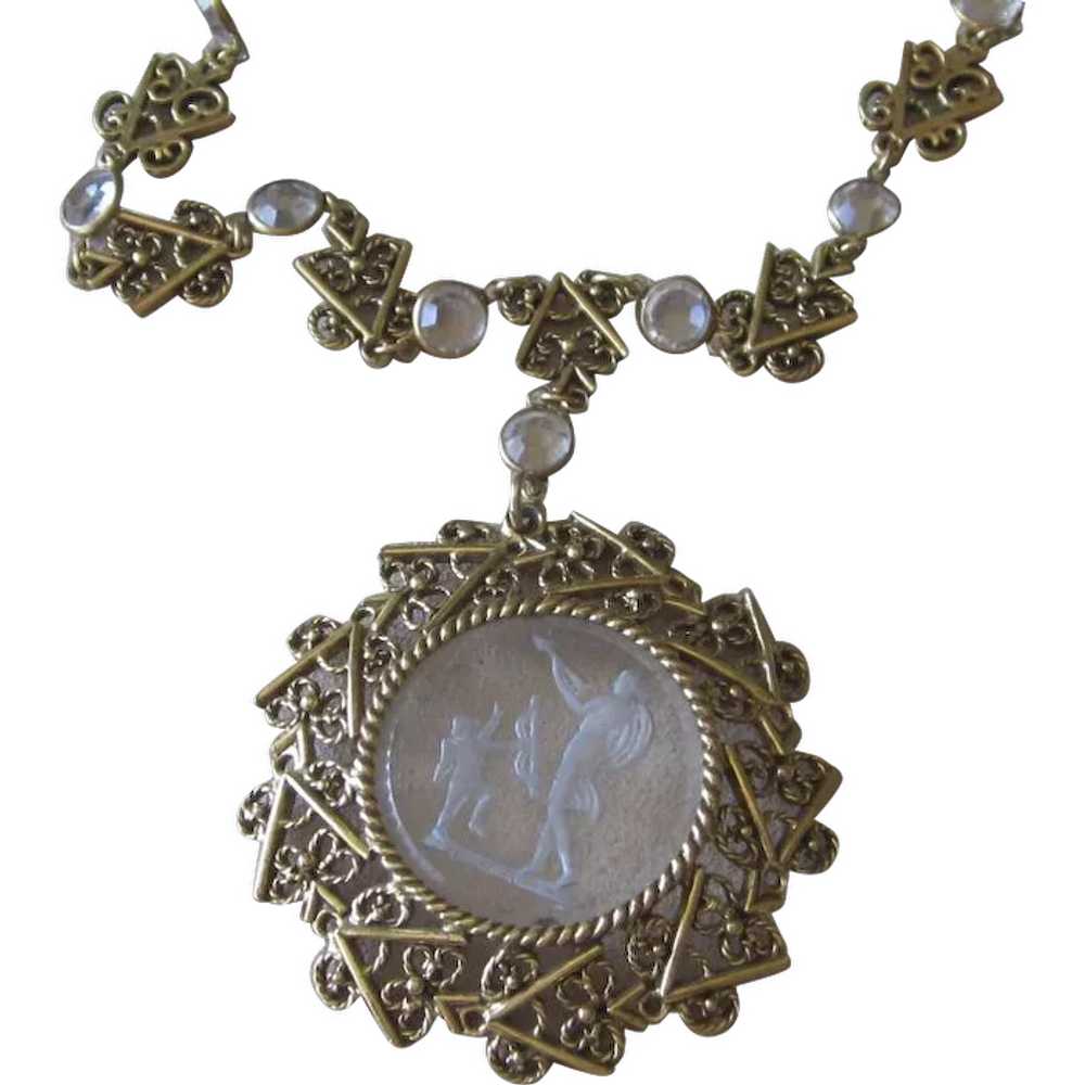 Unsigned Goldette- Vintage Cupid Necklace - image 1