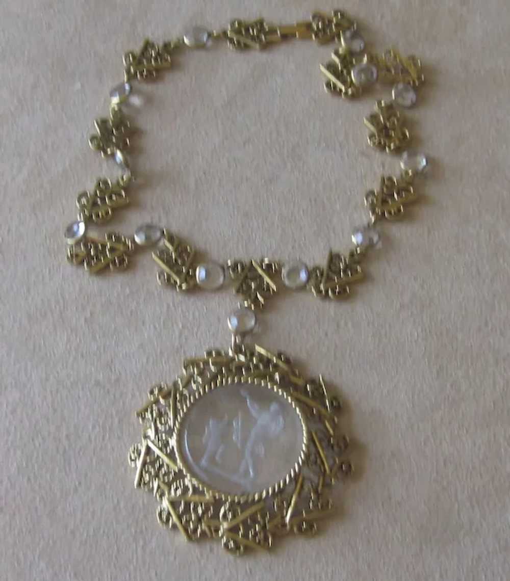 Unsigned Goldette- Vintage Cupid Necklace - image 2