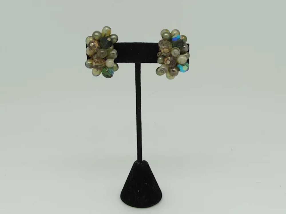 Multi-Colored Glass Bead Cluster Earrings - image 2