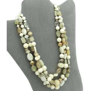 Multi Strand Agate, Quartz and Glass Bead Necklace - image 1