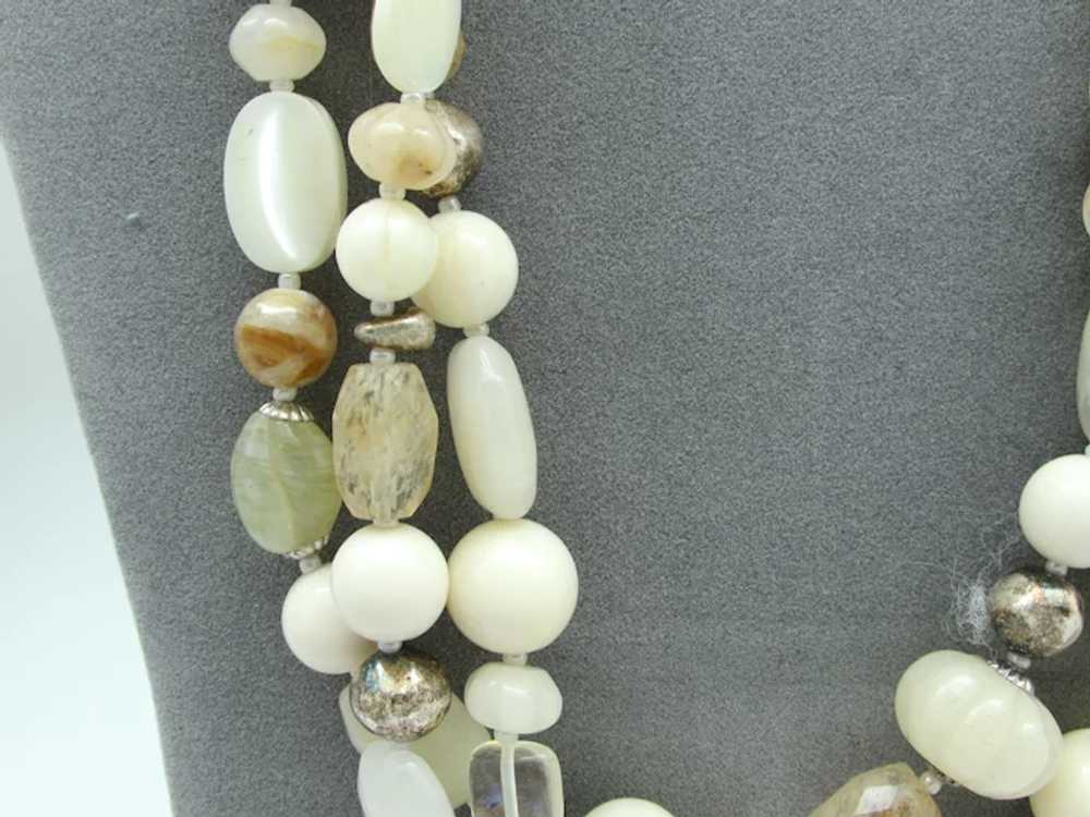 Multi Strand Agate, Quartz and Glass Bead Necklace - image 4