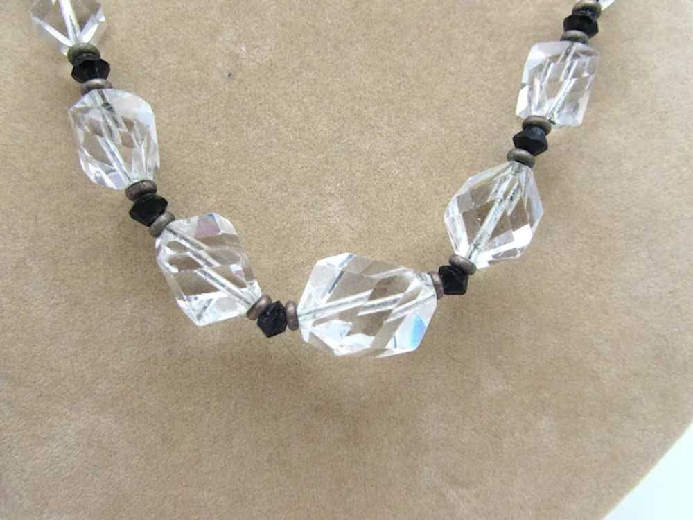 Art Deco Faceted Diamond/Square Glass Bead Neckla… - image 3