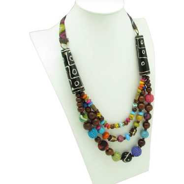 Multi Strand Multicolored Bead Necklace - image 1