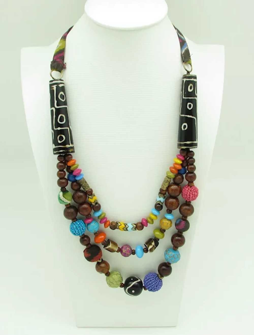 Multi Strand Multicolored Bead Necklace - image 2