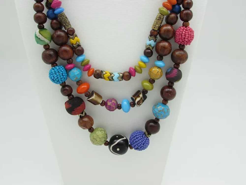 Multi Strand Multicolored Bead Necklace - image 3