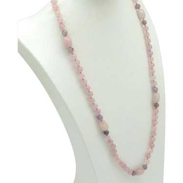 Pink and Lavender Quartz Bead Necklace