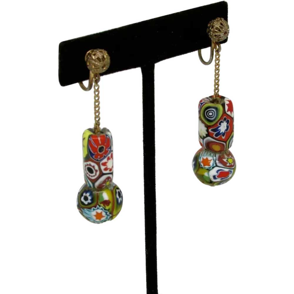 Millefiori Pendulum Earrings - image 1