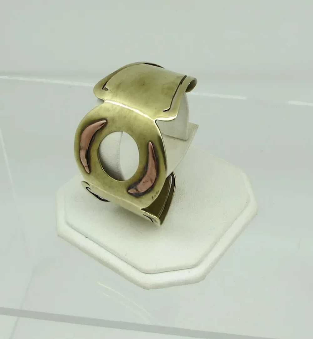 Brutalist Copper and Brass Cuff - image 2