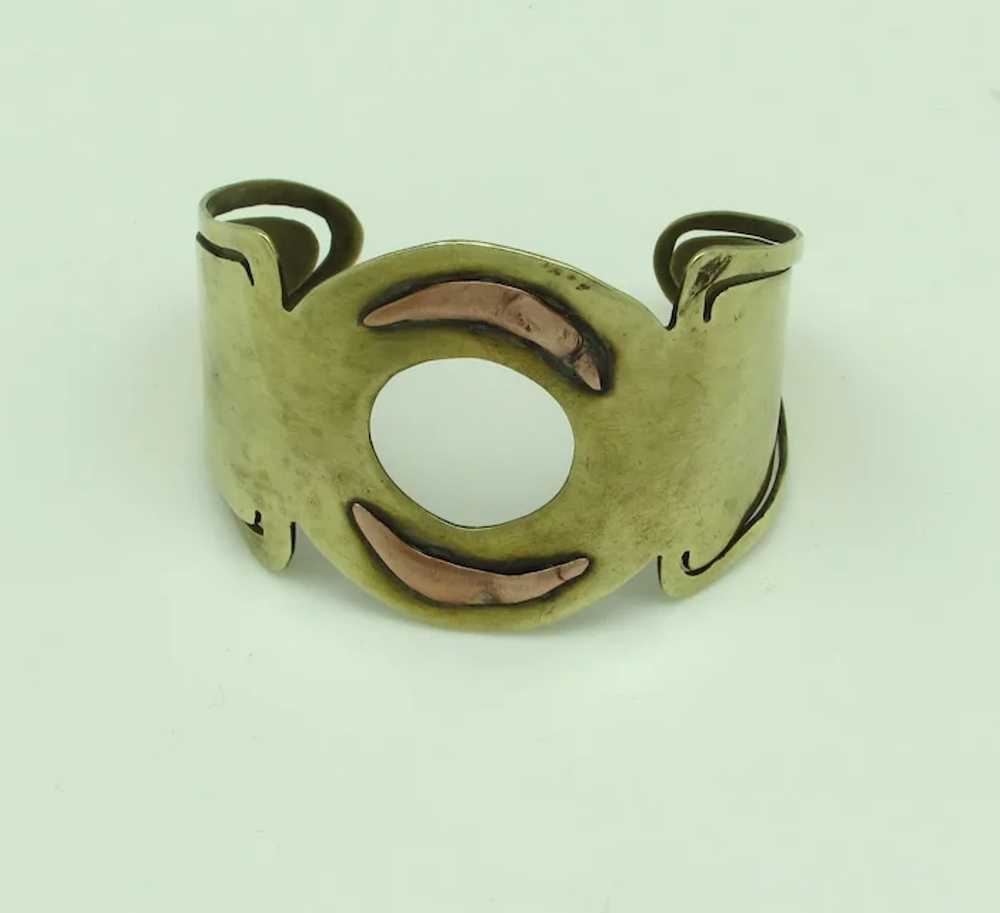 Brutalist Copper and Brass Cuff - image 3