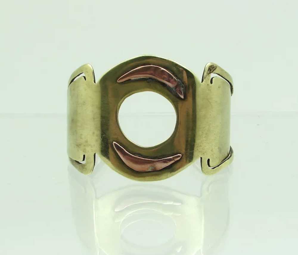 Brutalist Copper and Brass Cuff - image 4