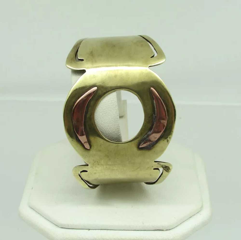 Brutalist Copper and Brass Cuff - image 6