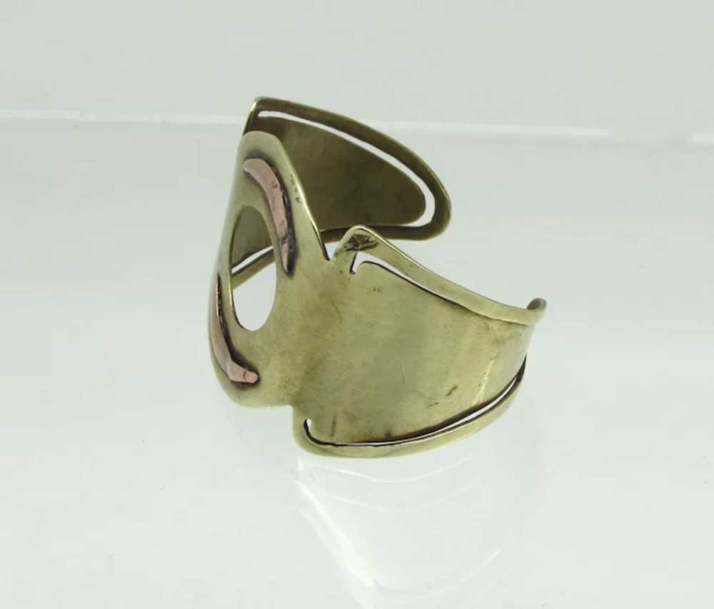 Brutalist Copper and Brass Cuff - image 9