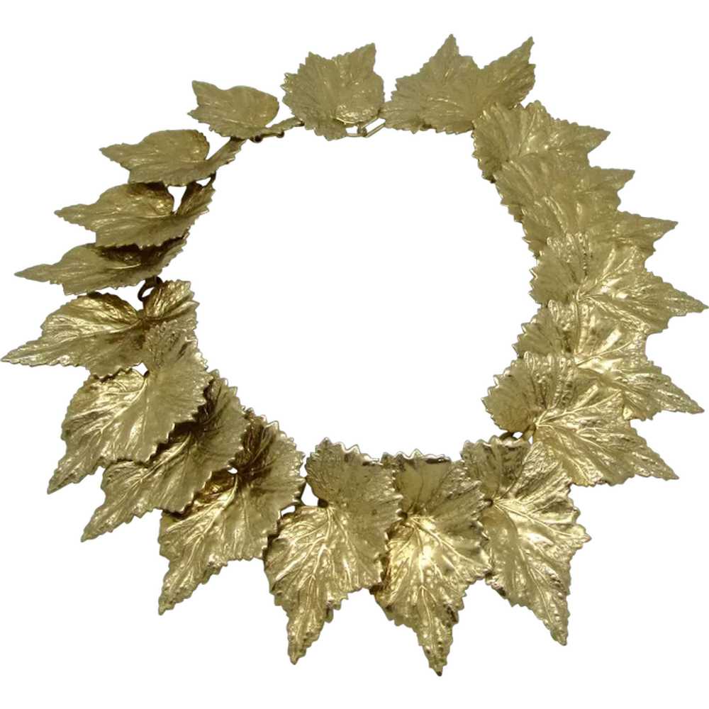 Goldstone Articulated Leaf Collar Necklace - image 1