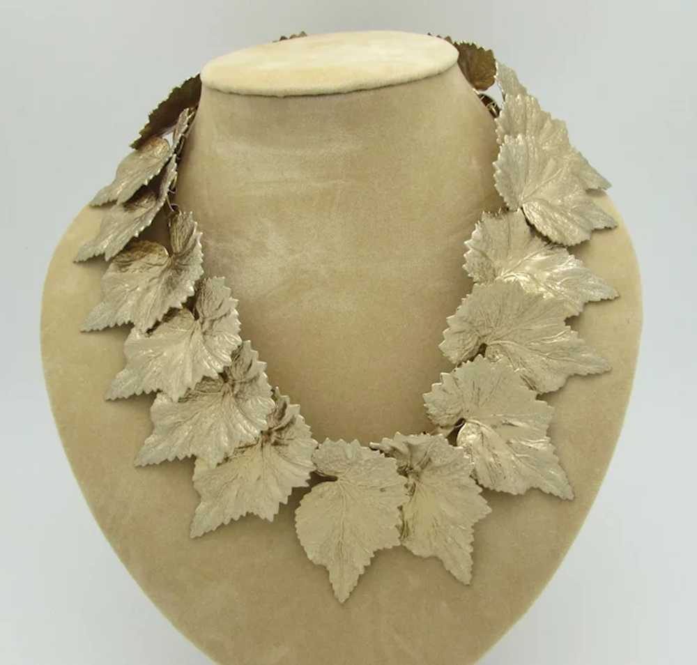 Goldstone Articulated Leaf Collar Necklace - image 2
