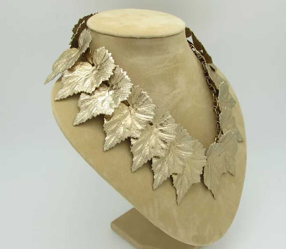 Goldstone Articulated Leaf Collar Necklace - image 3