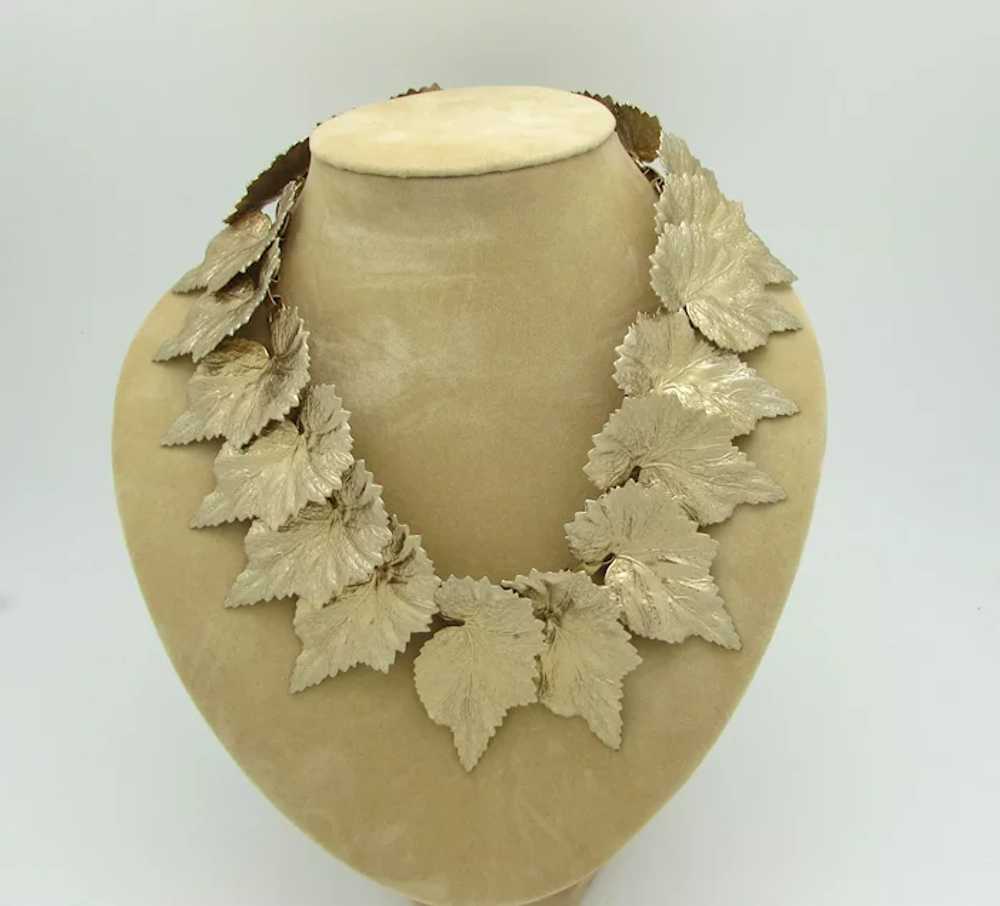 Goldstone Articulated Leaf Collar Necklace - image 5