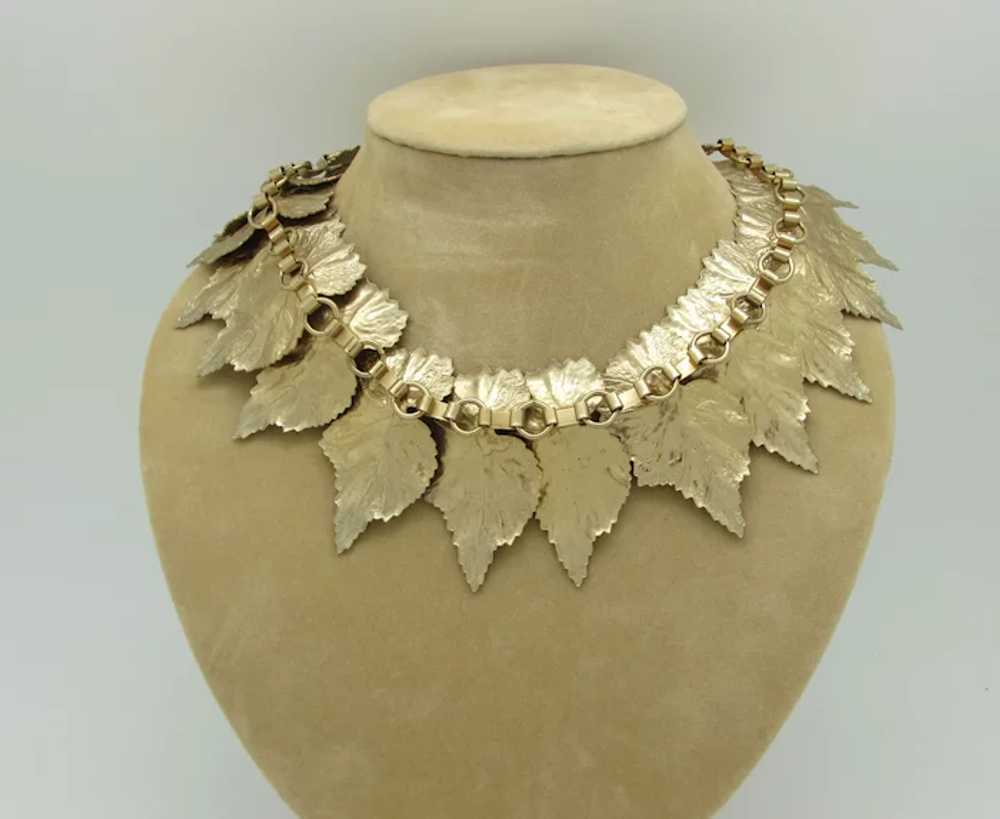 Goldstone Articulated Leaf Collar Necklace - image 6