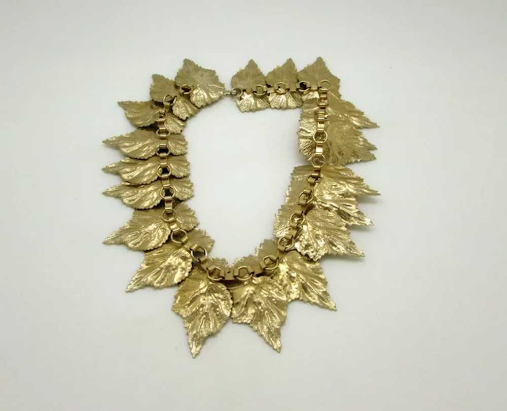 Goldstone Articulated Leaf Collar Necklace - image 7