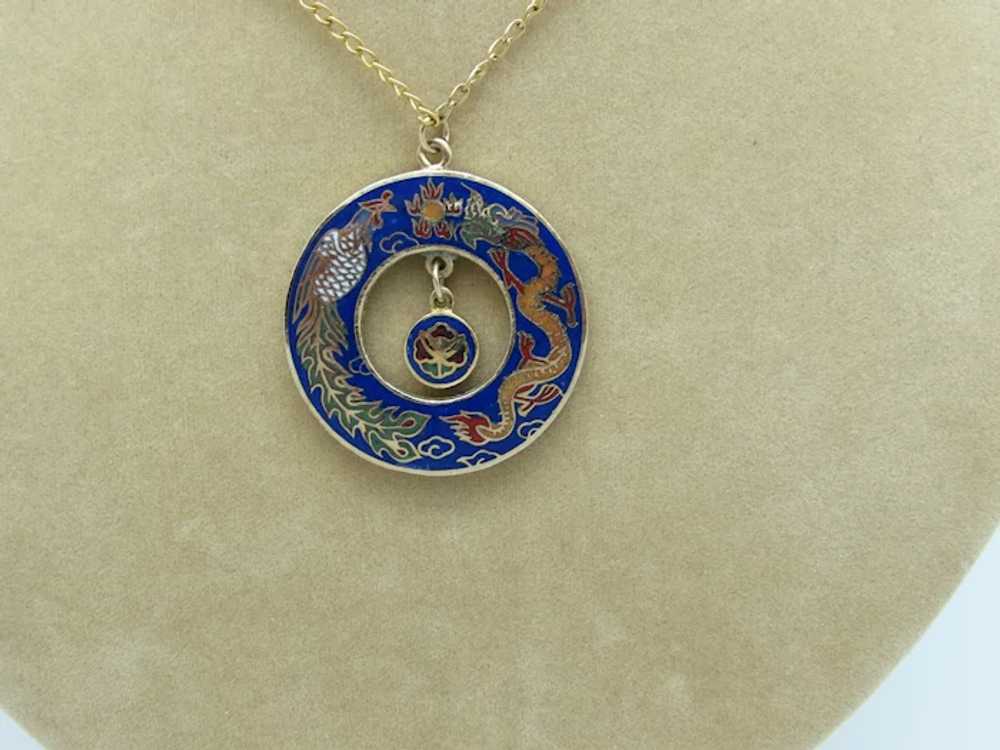 Cloisonne Pendant and Spacers with Dragon and Pho… - image 4